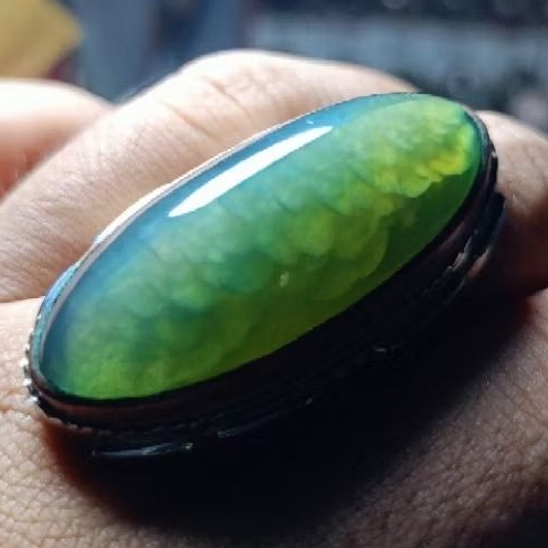 Batu Cincin Akik Pandan Ijo Lumut  Ring Monel