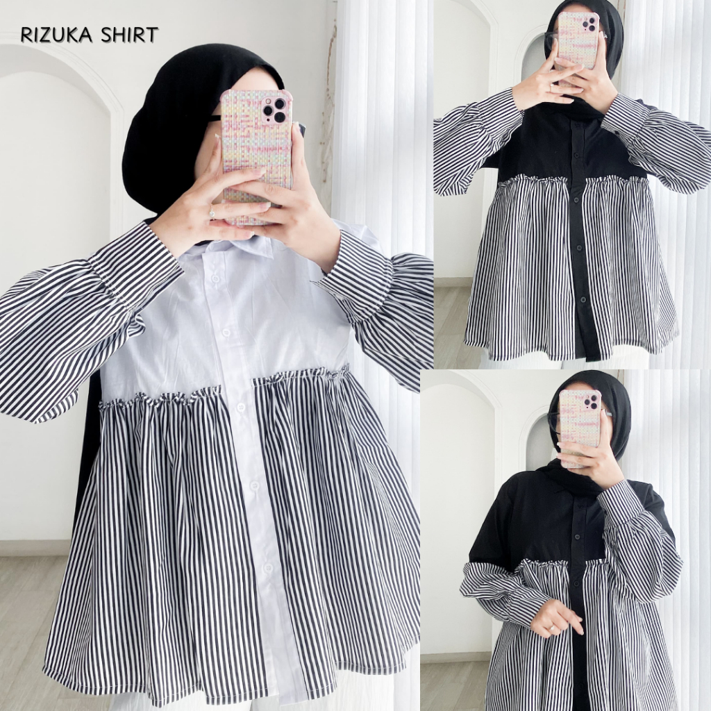Rizuka Shirt/Blouse Wanita Terbaru/Atasan Wanita kekinian/Blouse Wanita Kekinian/Ootd Hijab kekinian