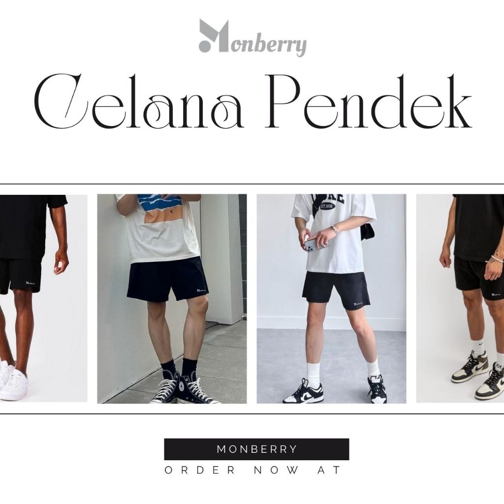 Monberry Celana Pendek Shorts Pants MCP1A Olahraga Santai Kolor Polos Hitam Pria Wanita Laki Unisex 