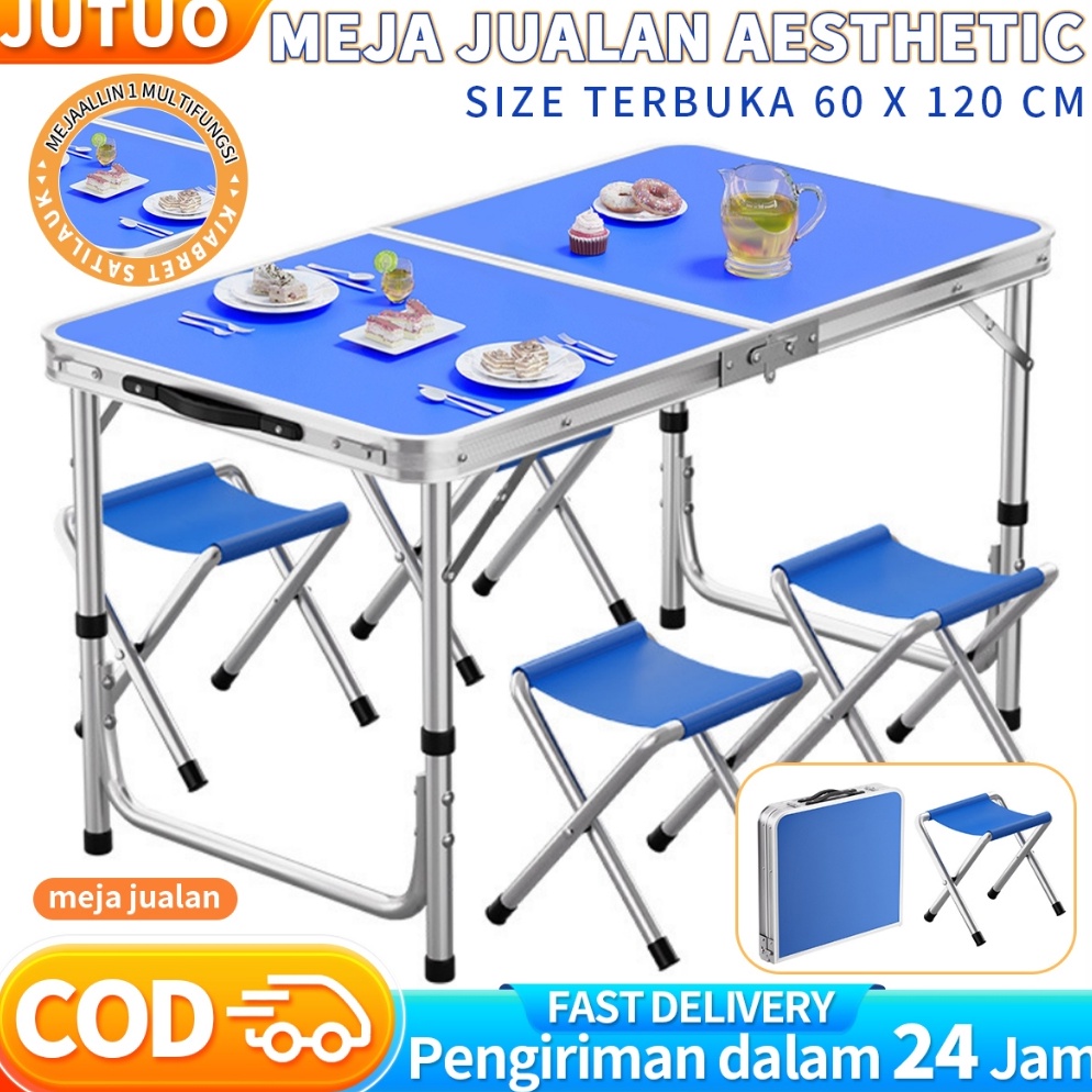 Menarik Meja Lipat Jualan Lubang Tengah Meja Makan Lipat Set Koper Camping Outdoor Portable