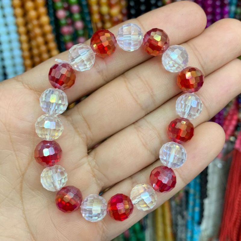 Gelang Kristal Chip Wanita uk 8mm Tali Karet Elastis