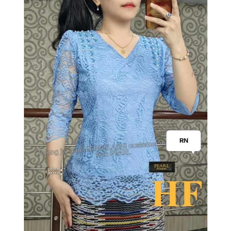 BROKAT ELEGAN/ATASAN KEBAYA PESTA PAYET MUTIARA/BLUS SEMI BROKAT PREMIUM