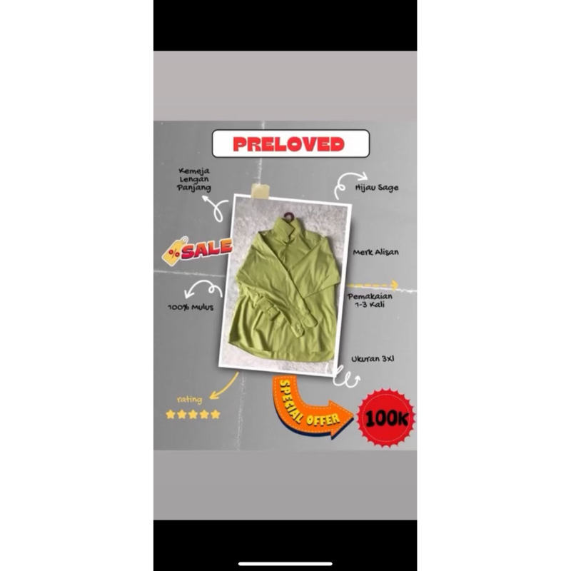 Kemeja Alisan Hijau Sage