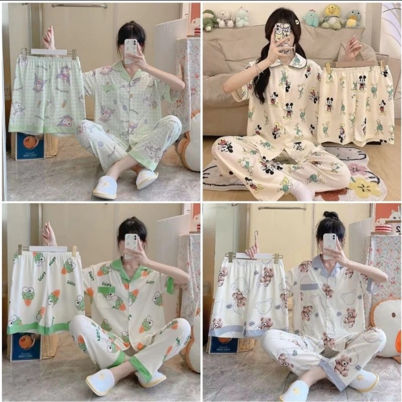 [BISA COD] GRA PIYAMA WANITA 3 IN 1 BY VOGUE HOMEDRESS, LEISURE WEAR, DLL