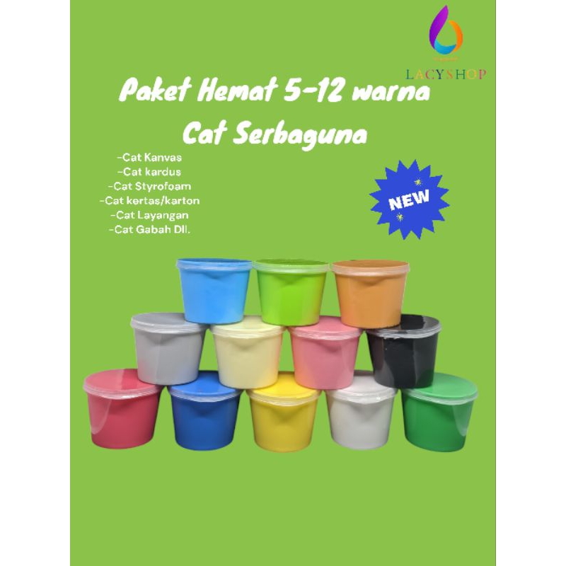 

Paket Hemat Cat Serbaguna 5-12 Warna Harga Pelajar 30ml