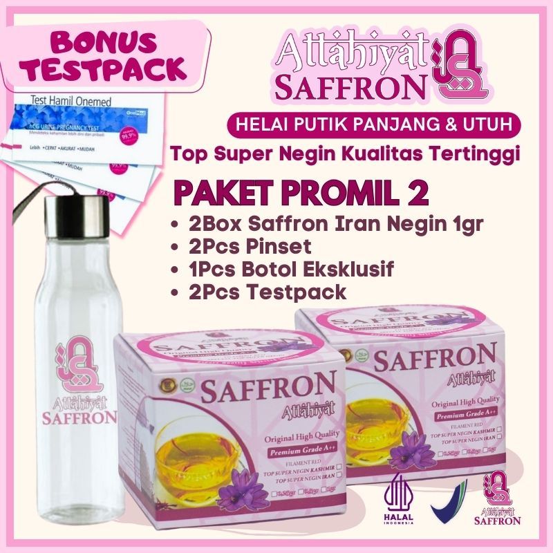 Attahiyat Saffron - [PAKET PROMIL 2] Saffron Iran Super Negin 2gr Promil Masalah Hormon
