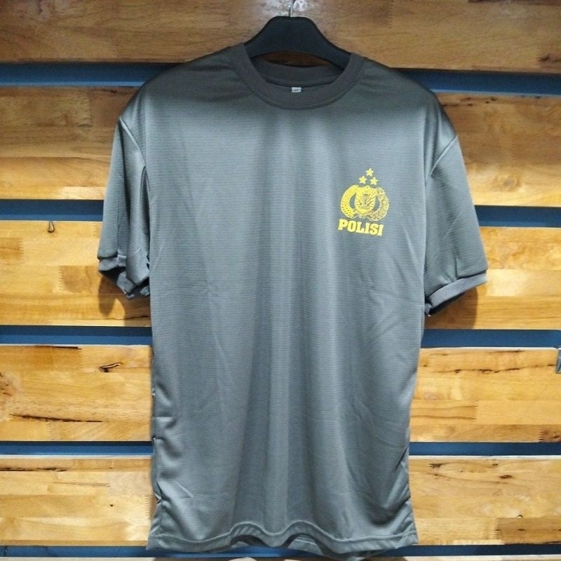 baju kaos pendek draifit polisi coklat