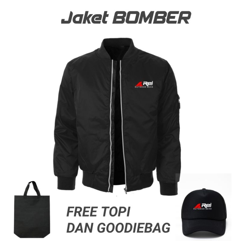 Jaket BOMBER Reii - Taslan waterproof free topi dan Goodiebag