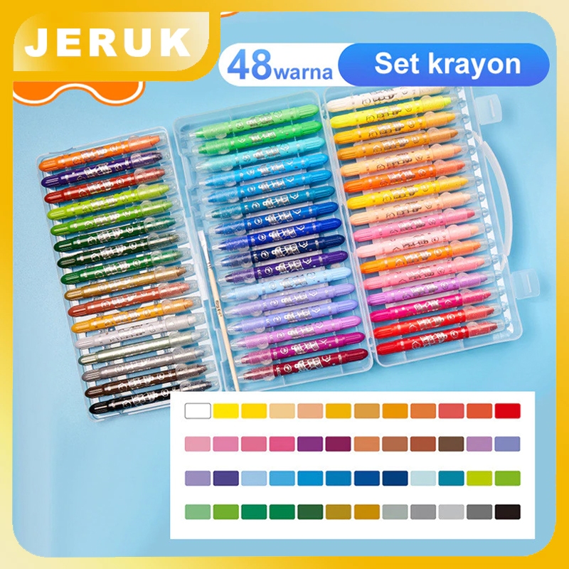 

【READY】48 WARNA CRAYON GRASP / CRAYON GRASP MATA SEDANG / SILKY CRAYON / WATER SOLUBLE CRAYON / KRAYON WARNA