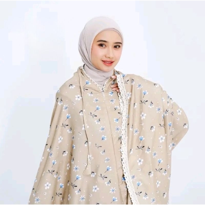 Mukena Dewasa Katun Motif Premium | Mukena Travel 2in1 Motif Bunga Printing Terbaru