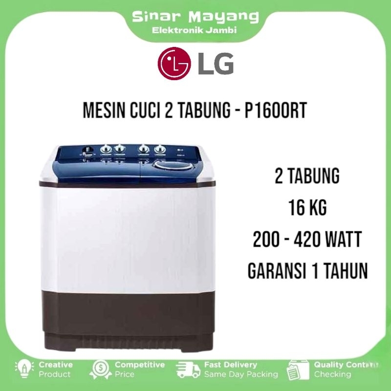 Mesin Cuci LG P1600RT/ Mesin Cuci 2 Tabung 16 Kg LG/ Garansi Resmi LG