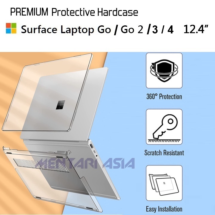 HARDCASE Microsoft Surface LAPTOP GO GO 2  GO 3  GO 4  (12.4") -  2 pcs CRYSTAL CLEAR
