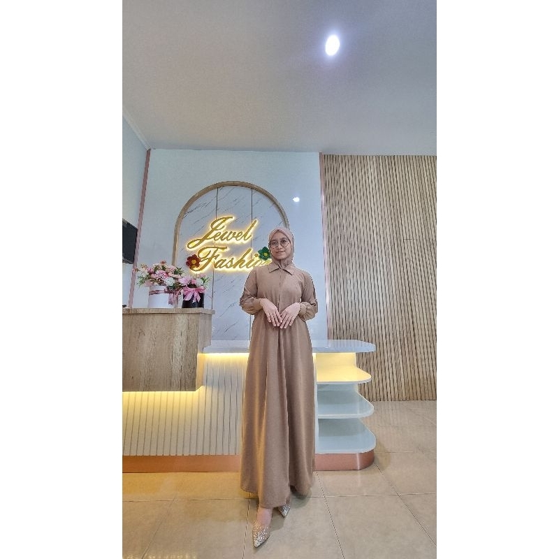 gamis polos coklat crinkle