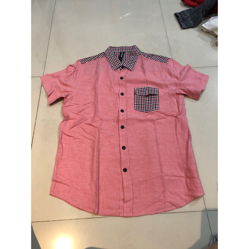 kemeja pria pink kotak LPzone size L