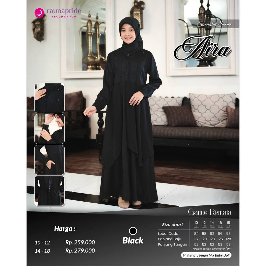 BAJU GAMIS ANAK REMAJA by RAUNA RRF AIRA ORI/ BAJU GAMIS ANAK REMAJA TANPA SET HIJAB by RAUNA ORI/ R