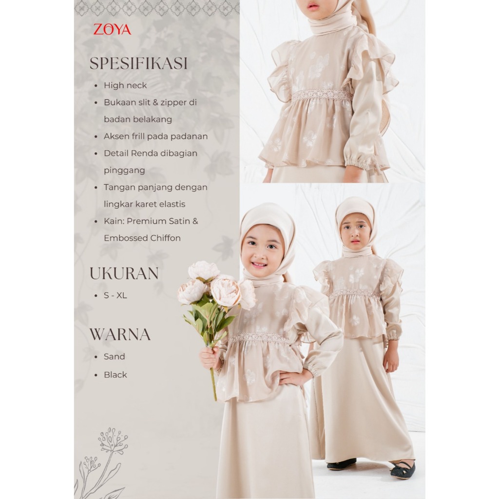 Zoya ERMELINDA Dress Girl - Gamis Muslimah Anak perempuan