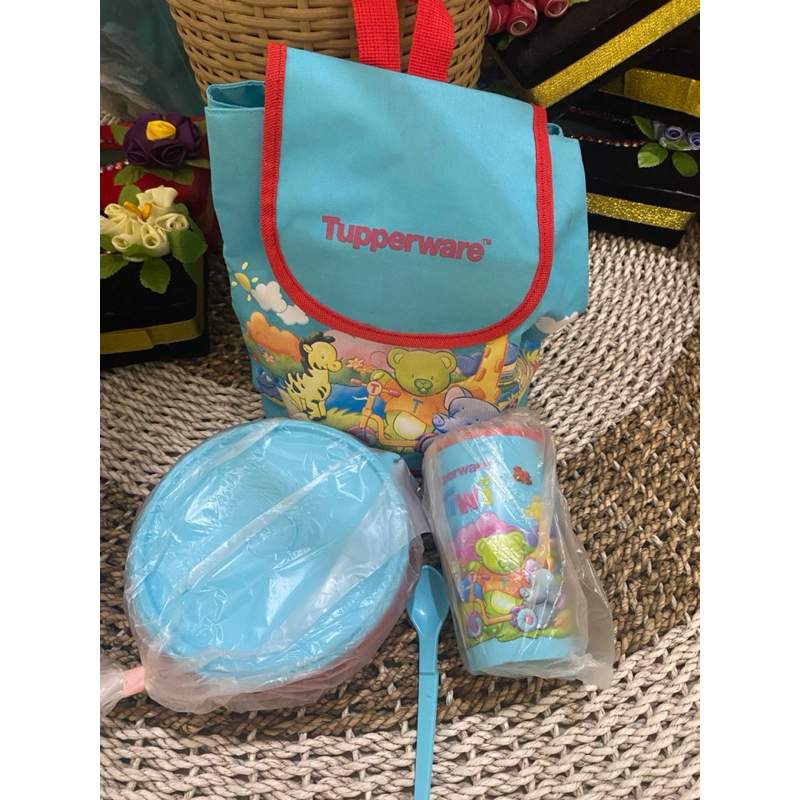 TUPPERWARE Tiwi N Friends Kids Lunch Box Set Tas Tempat Bekal Anak Kotak Makan Bowl Tumbler Minum Sp