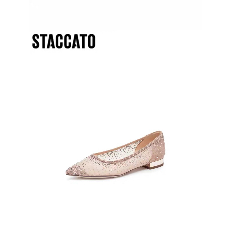 NEW TerMurah ORIGINAL Staccato Official 9A961-WHT Flats Shoes - White Apricot Pink Nude Sepatu Datar
