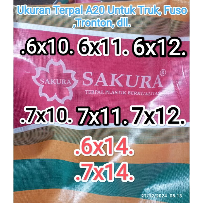 Terpal Tenda Terpal Truk, Fuso, Tronton, dll. A20 Sakura Salur Pelangi-Silver Original