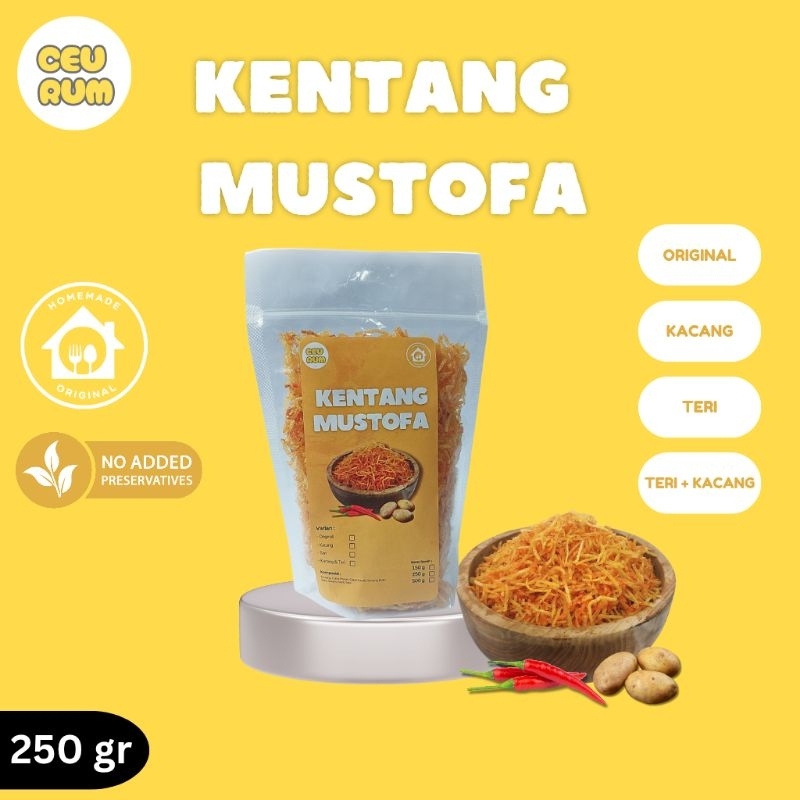 

Homemade Kentang Mustofa | Original, Kacang, Teri, kacang & Teri | 250 gr