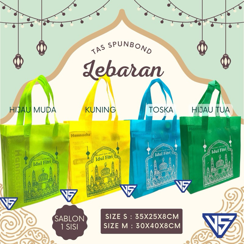 

Tas Spunbond Handle Lebaran Sablon 1 Sisi Model Handle Lipat Samping