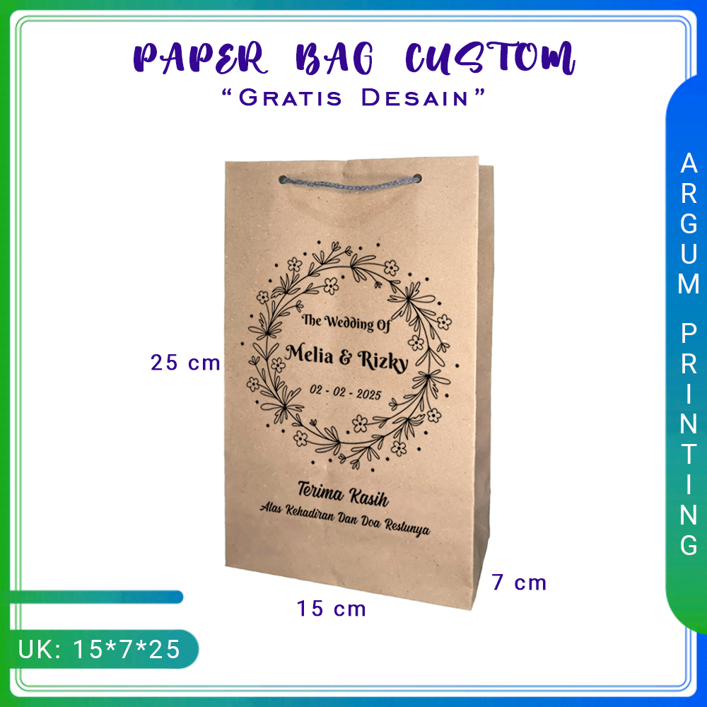 

PAPER BAG 15*7*25 COKLAT FREE SABLON | TAS OLEH-OLEH | TAS SOUVENIR | TAS KADO | PAPER BAG CUSTOM