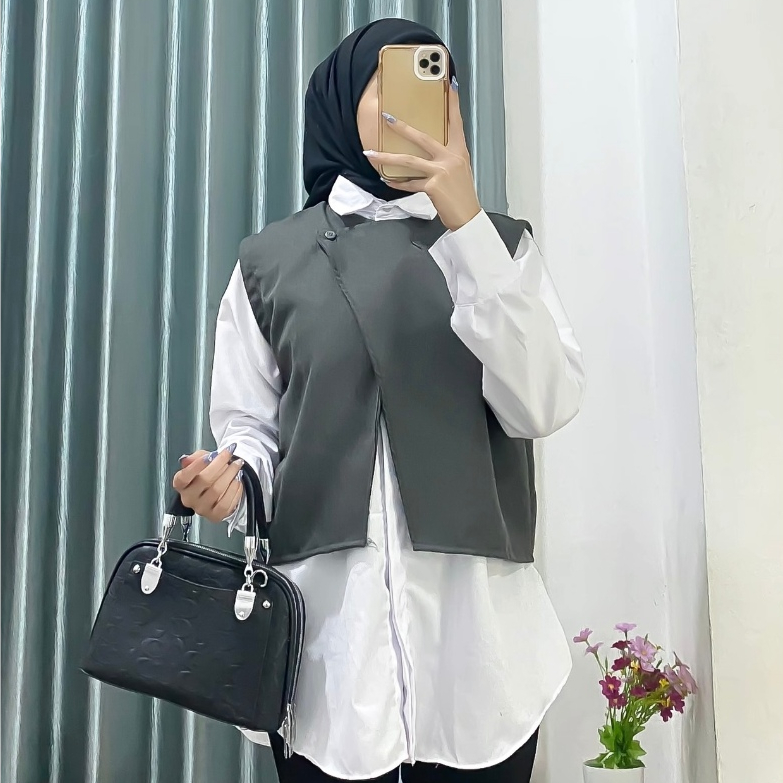 Nuna Vest Outer Premium Rompi Wanita Vest Tanpa Lengan Basic Wanita Korea