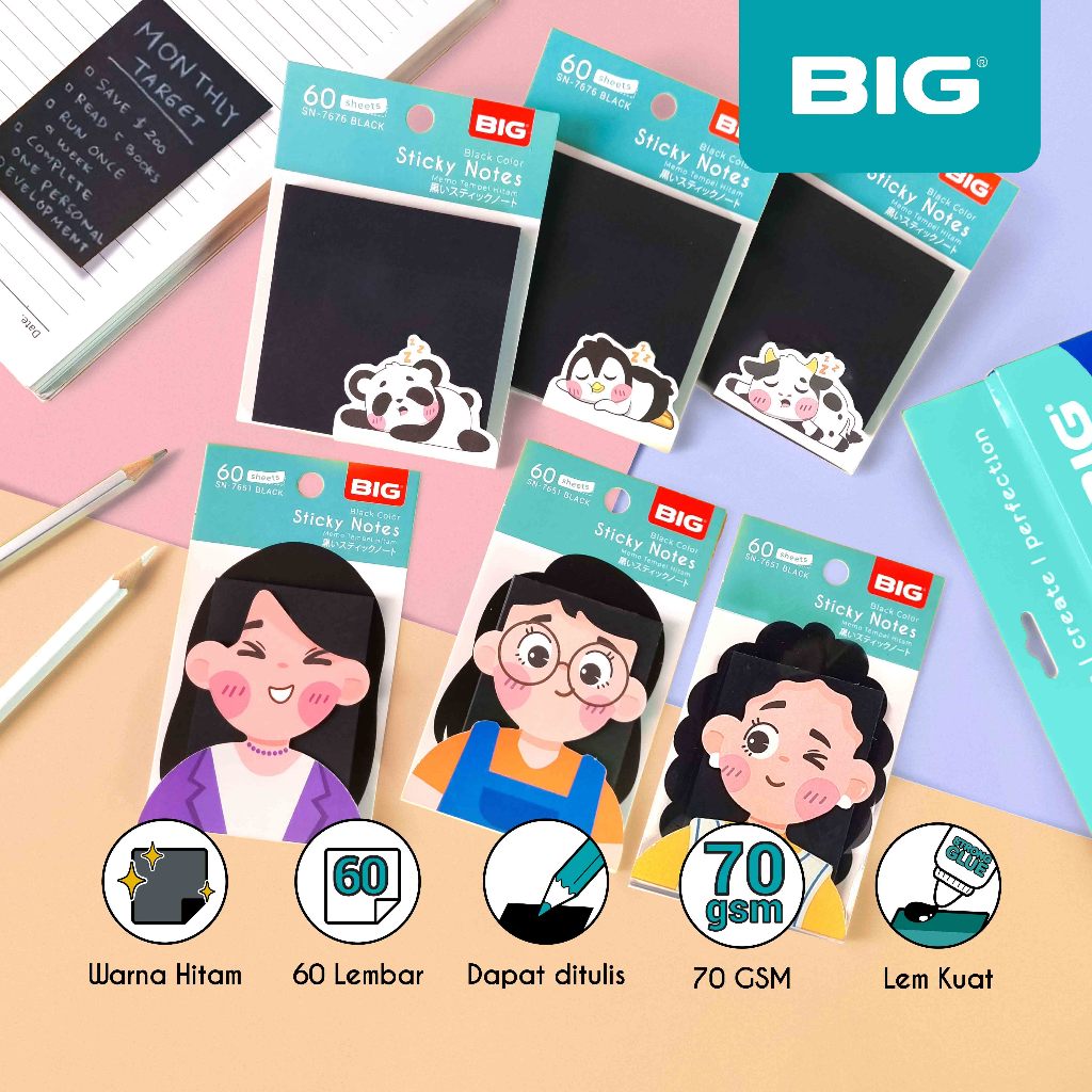 

BIG Sticky Notes Warna Hitam Black/ Note Kertas/ Memo Tempel Warna Hitam