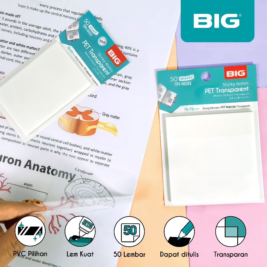 

BIG Sticky Notes PET Material Warna Putih White Transparan/ Note PET/ Memo Tempel Warna Putih White Transparan