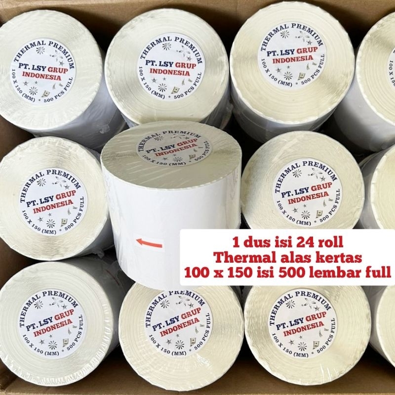 

kertas thermal label barcode LSY TAPE 100 X 150mm A6 isi 500 lembar full ( 1 dus isi 24 roll )