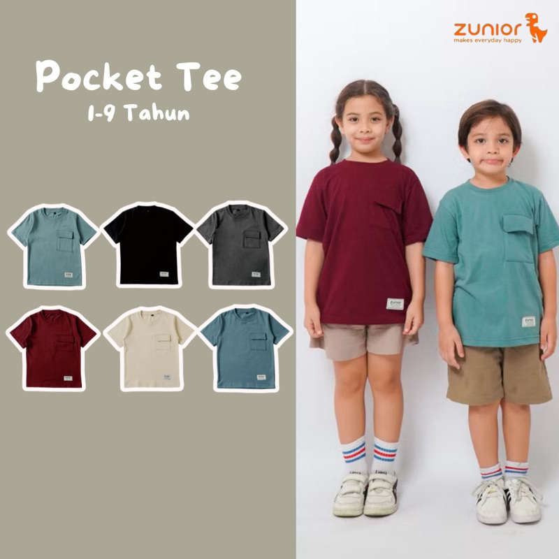 KAOS ANAK POLOS SAKU POCKET TEE LAKI PEREMPUAN COWOK CEWEK