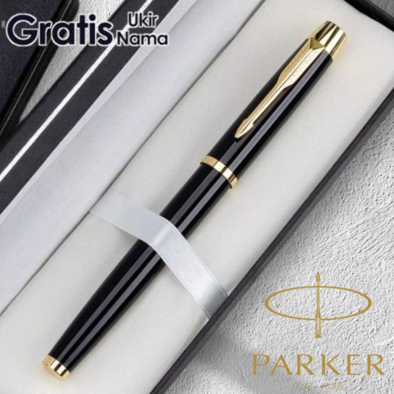 

Ballpoint Mewah Roller Ball Sign Pen Black Gold Clip Parker Gratis Grafir Nama Dan Box Exlusive