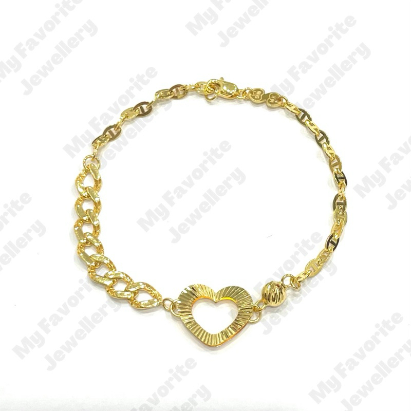 Gelang Rantai Variasi Love Gelang Emas Asli Kadar 700 16K