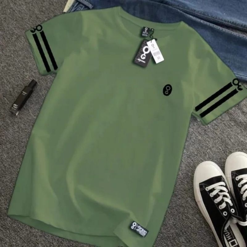 D'Green Ltd T-Shirt Distro Garis Tangan Hijau Original