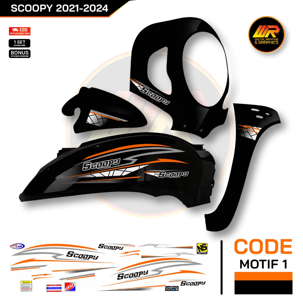 Striping Scoopy Garis Simple Bahan Bening Transparan Sticker Scoopy