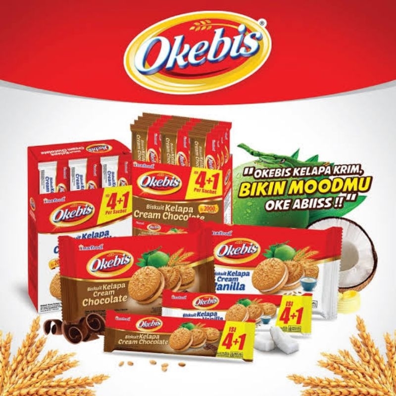 

BISKUIT INAFOOD OKEBIS KELAPA CREAM COKELAT | VANILLA NETTO 12 x 42.5 GR