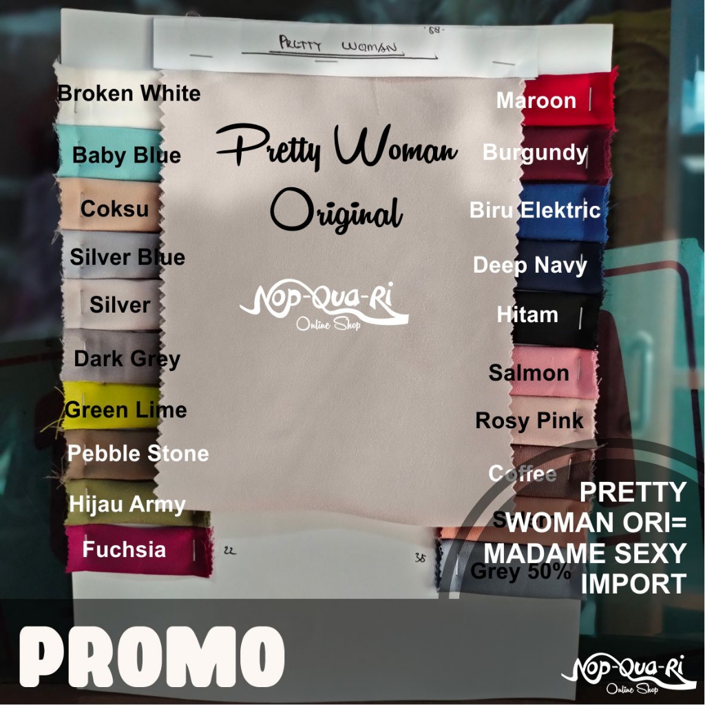 Kain Premium PrettyWoman Warna Polos Stretch #1 - Per 0,5m Panjang bahan gamis adem jatuh