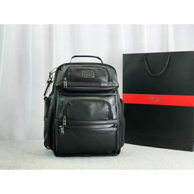 Tas  tumi Ransel   Tpass Free Embos Kulit Hitam Leather Black Backpack Rancel Tas Gunung Travel Pria