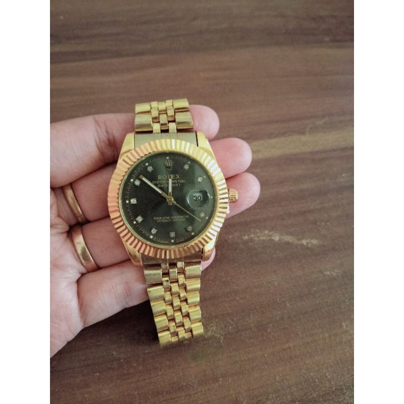 ROLEX Jam Tangan Pria Emas preloved imitasi