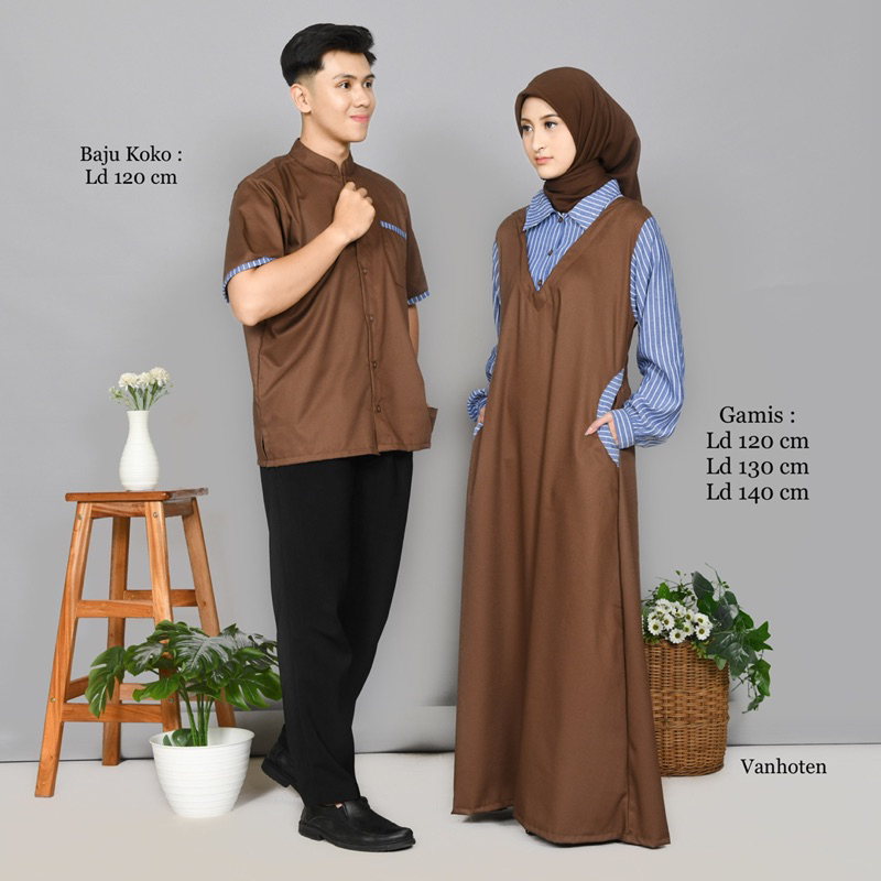 Gamis Couple Set Muslim Toyobo Pasangan Gamis dan Kemeja pria