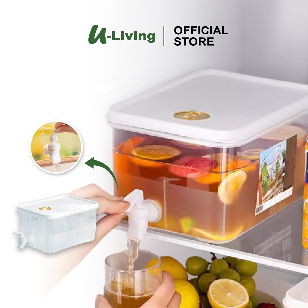 U-Living Dispenser Air Kulkas 5L Wadah Minuman Dingin Fridge Jug Dispenser Dengan Keran Tutup TB002