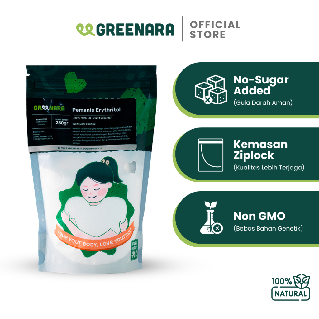 

Greenara - Pemanis Erythritol 250gr / Erythritol Natural Sweetener