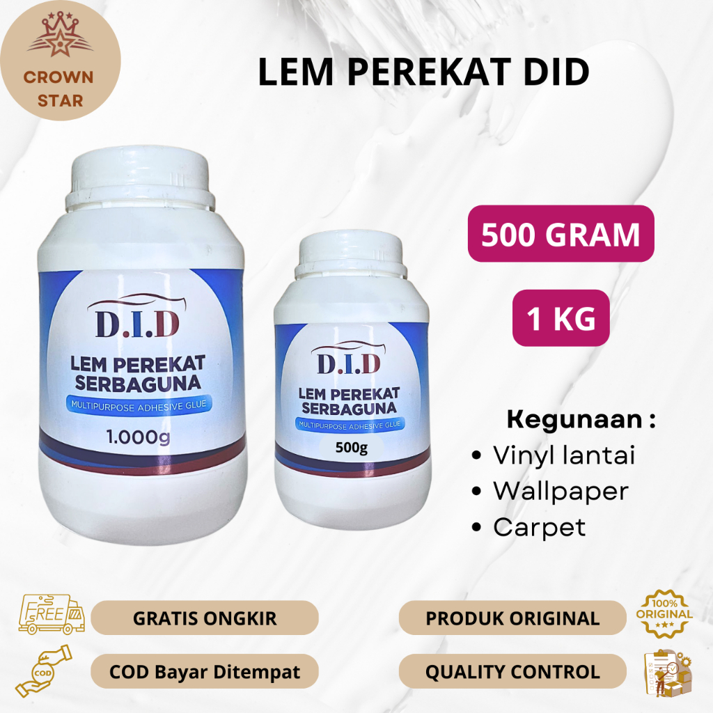 Crown Star - Lem DID Perekat Vinyl Lem Untuk Vinyl 3MM Perekat Karpet Lantai Lem Vinyl Karpet