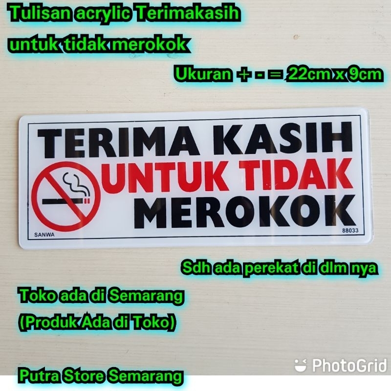 

Tulisan Terimakasih untuk tidak merokok atau Tulisan di larang merokok Bahan acrylic akrilik