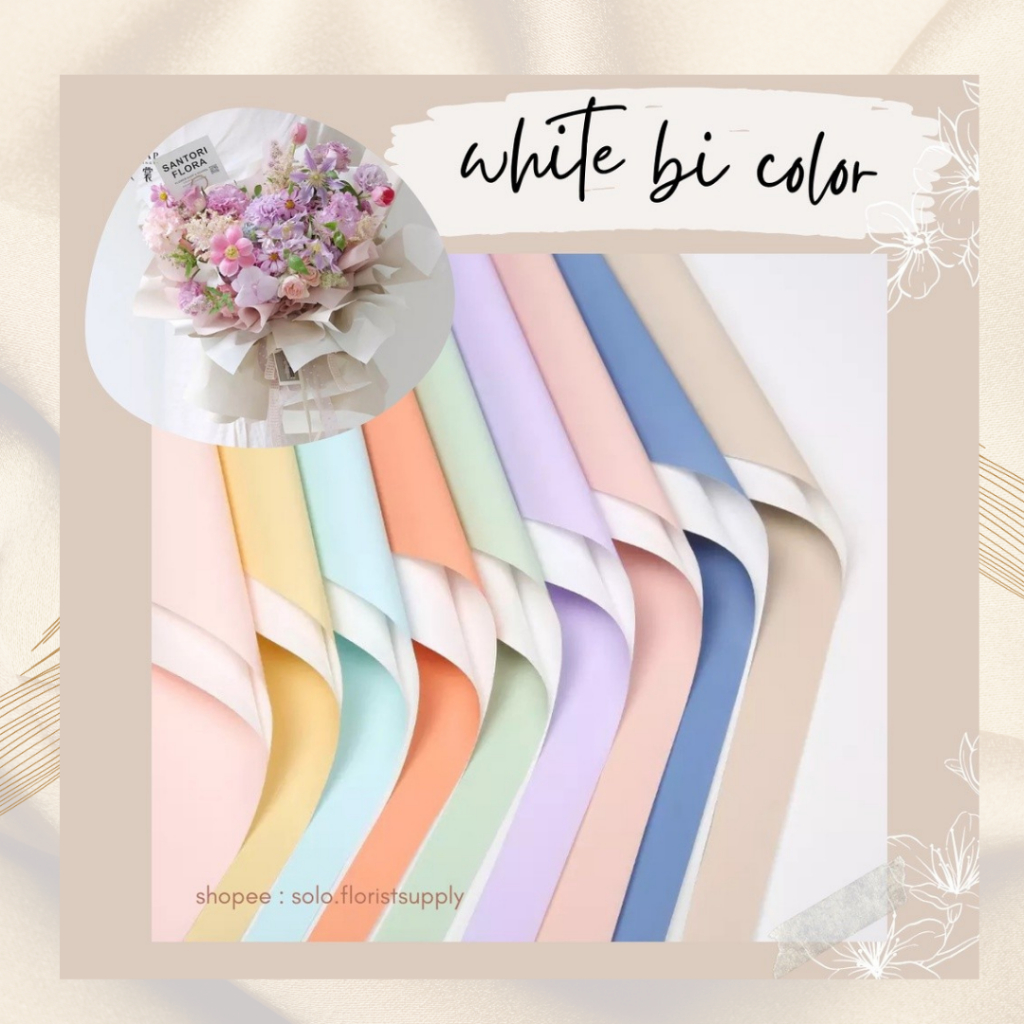 

[TERMURAH] ECER WHITE BI COLOR FLOWER WRAPPING CELLOPHANE 2 TONE DUA WARNA KERTAS BUKET BUNGA FLORAL WRAP SOFT