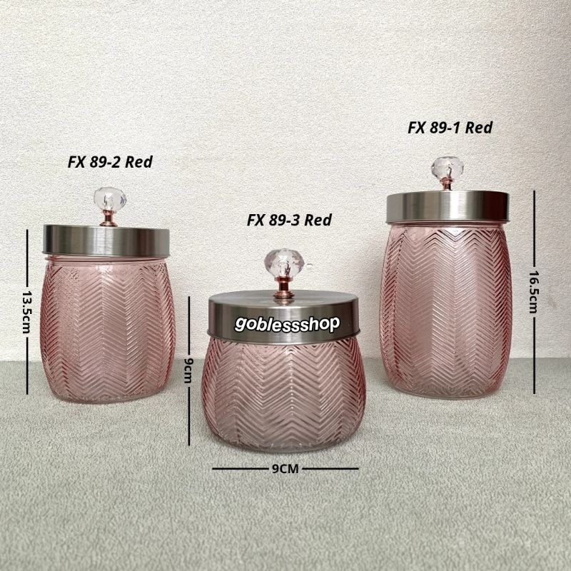 Toples Kaca Fujinex 1.2LT FX 89-1, 800ML FX 89-2, 500ML FX 89-3 Red