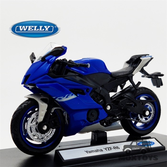 Welly 1:18 Yamaha YZF-R6 Blue Diecast Motorcycle Original