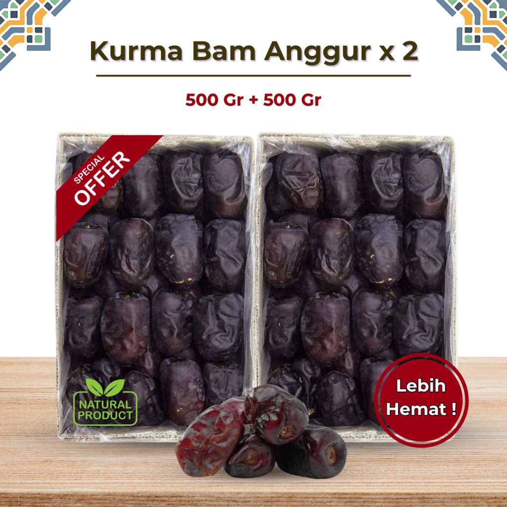 

[PAKET HEMAT 500 Gr x 2 ] Kurma Bam Anggur Lembut Legit Manis Bam Original