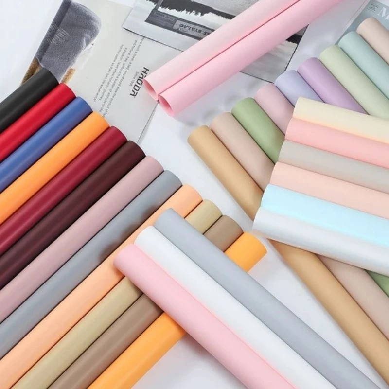 

[INSTANT LANGSUNG KIRIM]5pcs Cellophane Solid/Gold Line/Matte Kertas Wrapping Buket Bunga Bouquet