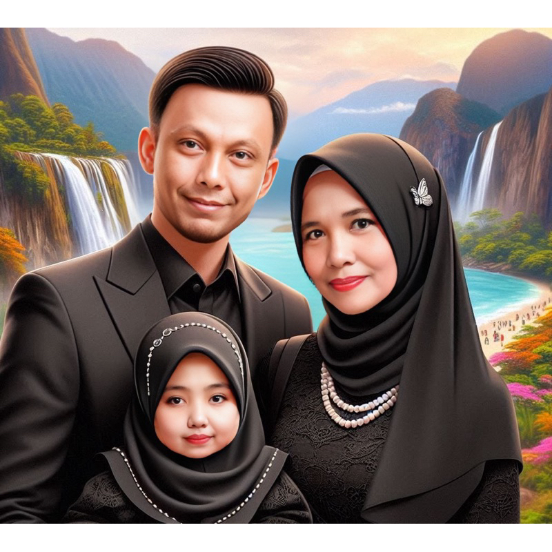 Jasa Edit Foto Karikatur AI Keluarga